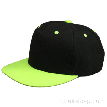 Chapeaux Snapback en maillage blanc en coton noir à bord plat